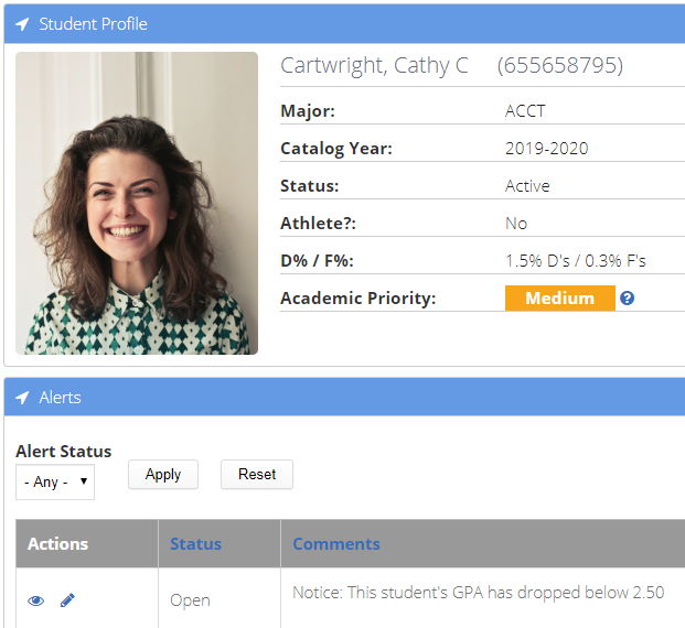 Jetstream student success system. Early alerts, CRM functionality, risk calculation